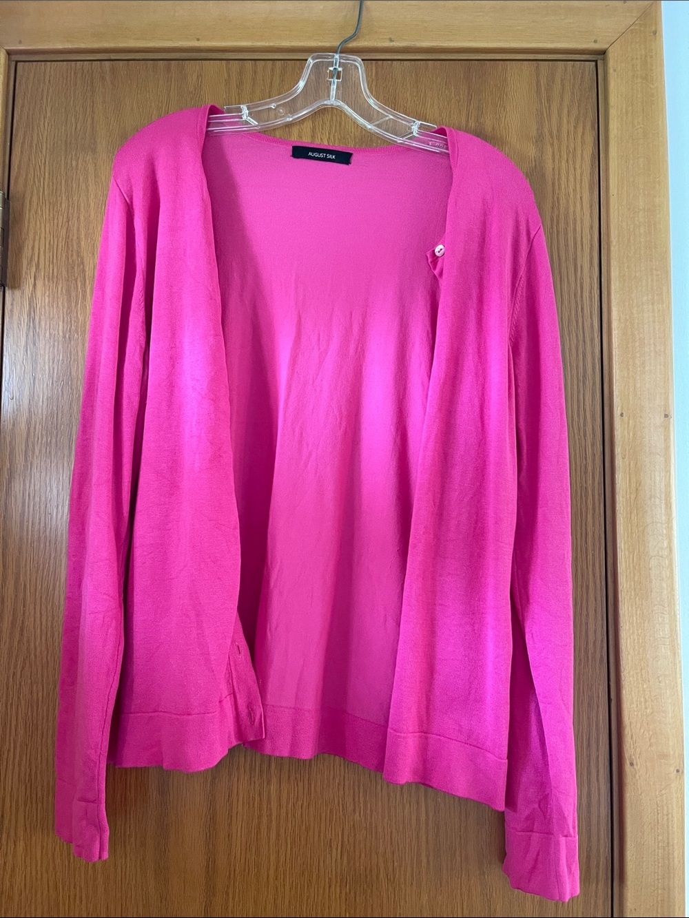 august silk Bright Pink Open-Front Cardigan